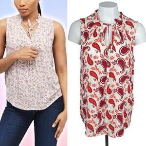 NWT MARKET & SPRUCE Ava Tie Neck Paisley Blouse Sz Large